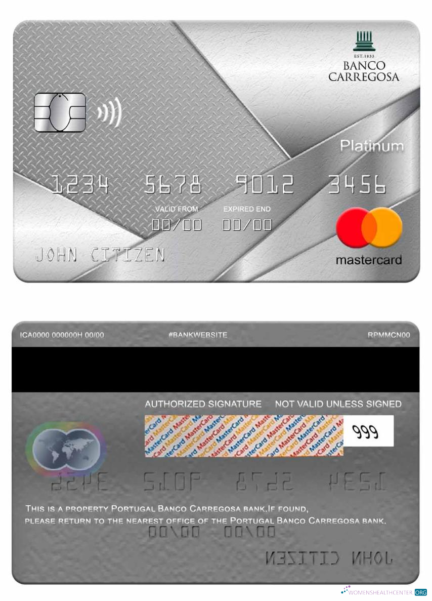 Download Portugal Banco Carregosa bank mastercard platinum Photoshop template